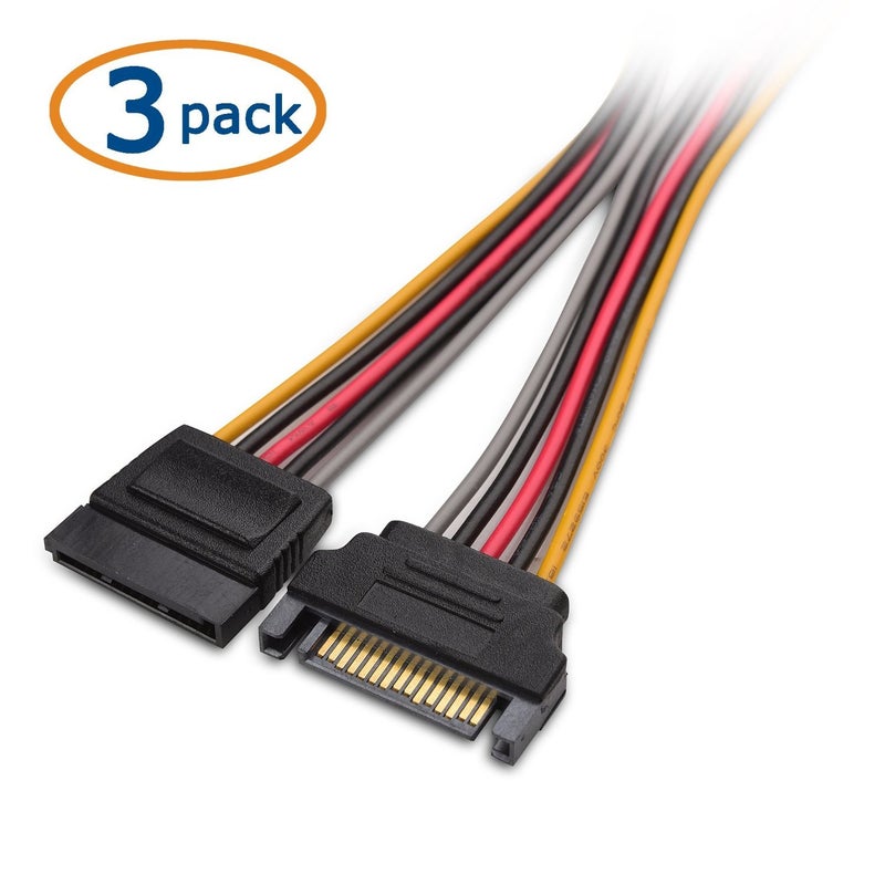 Cable Matters 3-Pack 15 Pin SATA Power Extension Cable - 8 Inches, SATA Power Cable for Hard Drive and SSD - Image 2